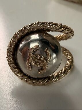 Chanel Gold and Silver Cocktail Rope-Detail Ring